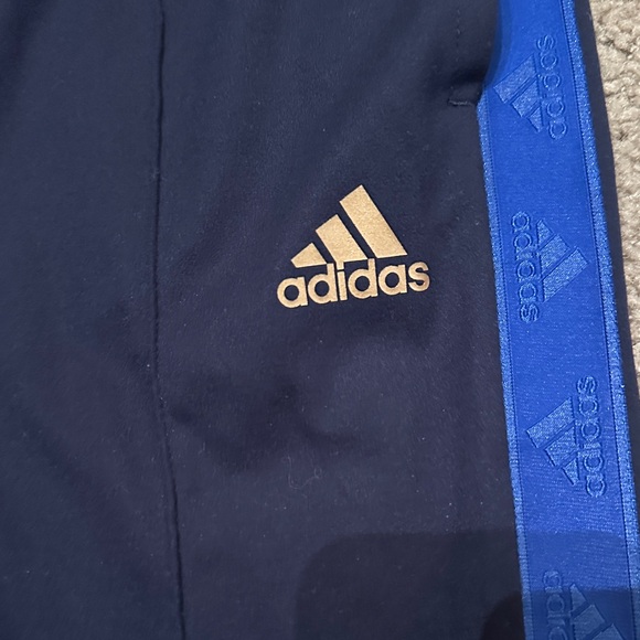 Adidas Zoe Saldana Collection Mens Track Pants Blue Stripes Navy Blue Size S - Picture 5 of 6